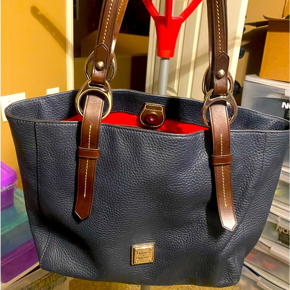 Dooney & Bourke Blue Pebbled Leather Tote - Picture 1 of 9